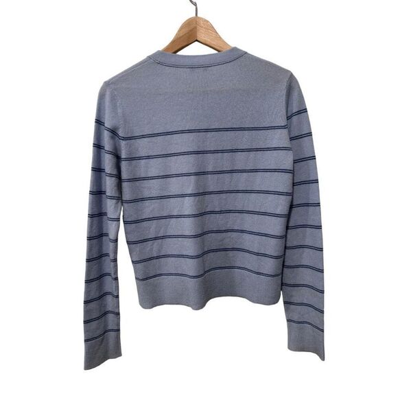 Vince Merino Wool Blend Striped Crewneck Long Sleeve Pullover Sweater Blue Small - Picture 7 of 13